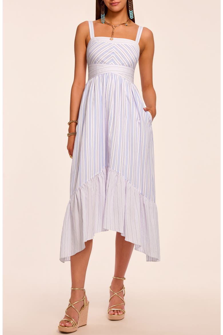 Nadia Sleeveless Asymmetric Sundress, Main, color, BLUE STRIPE COMBO