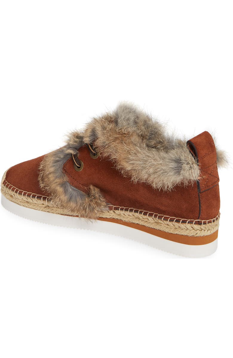 See by Chloé Glyn Genuine Shearling Lace-Up Espadrille, Alternate, color,