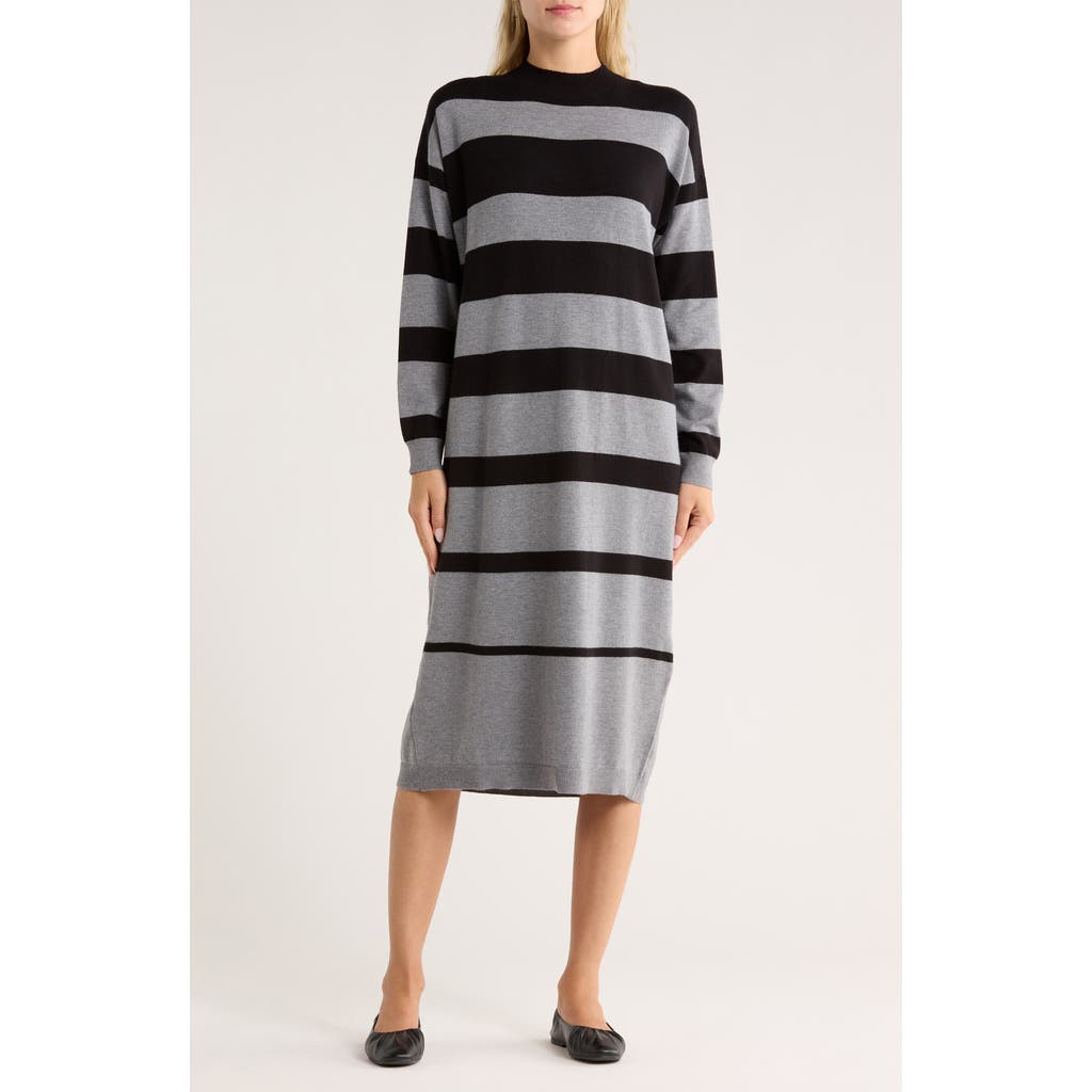 Stitchdrop Kips Bay Stripe Long Sleeve Sweater Dress In Multi