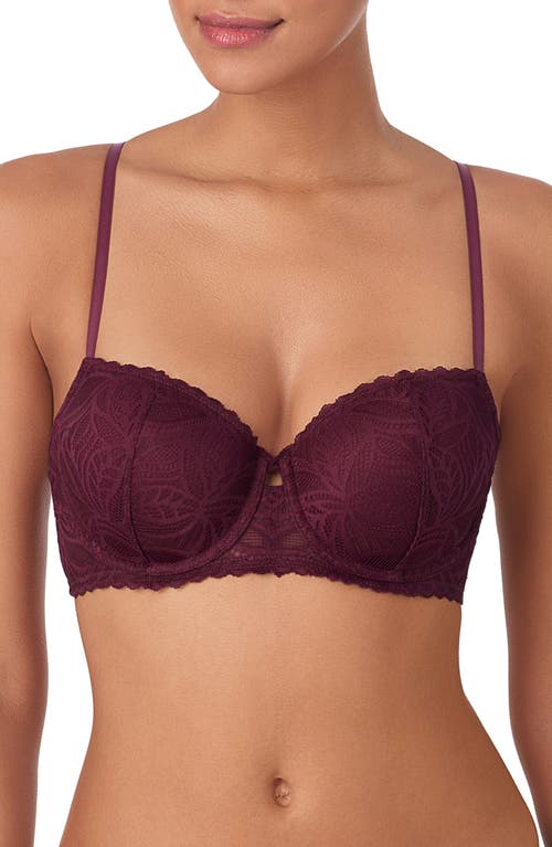 Dkny Deco Underwire Lace Balconette Bra In Burgundy