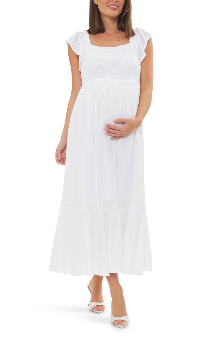 Ripe Maternity Hail Spot Dress, Main, color, White