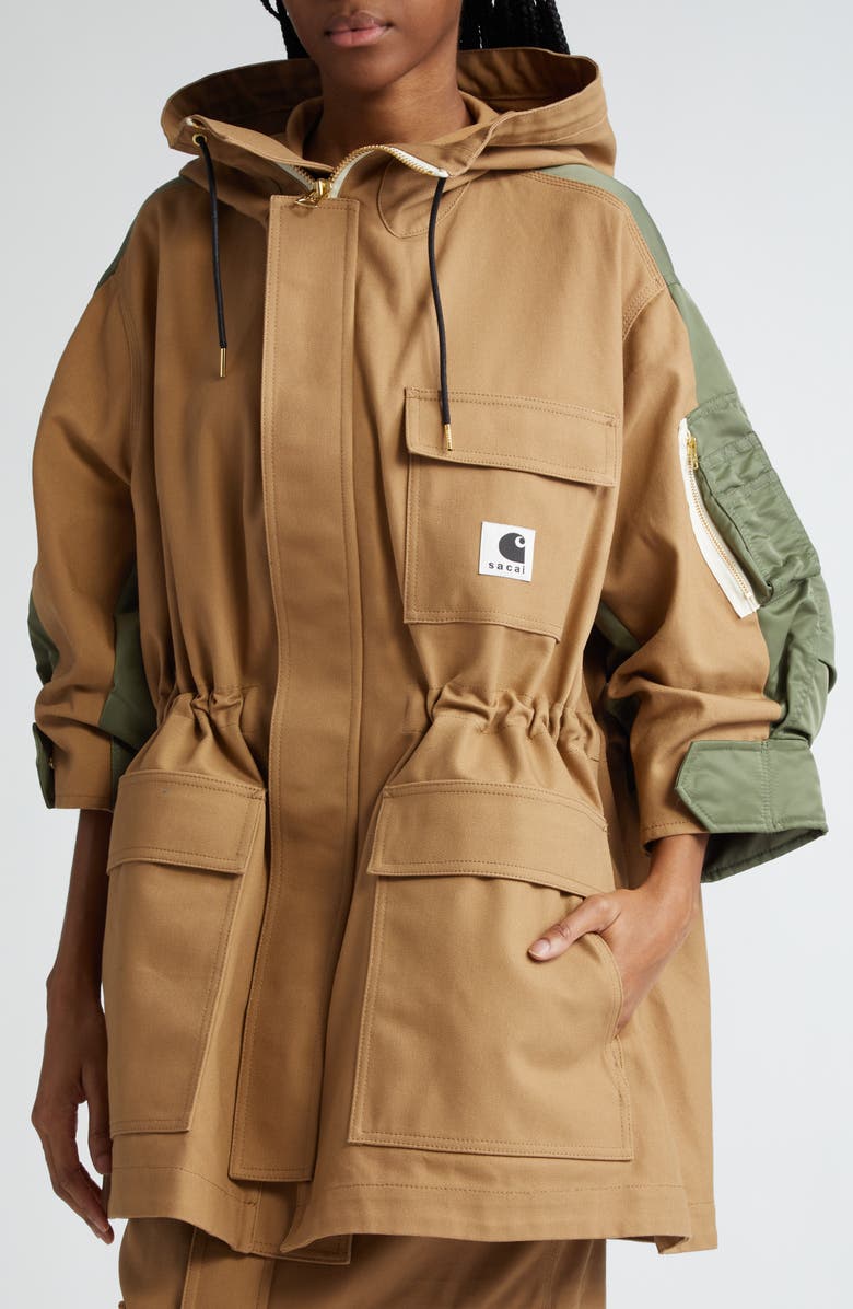 Sacai Carhartt WIP Mixed Media Coat, Alternate, color, 