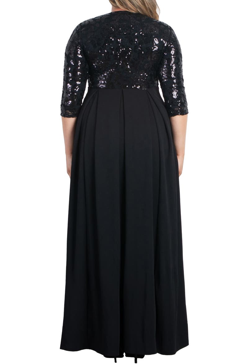 Paris Sequin Bodice Gown, Alternate, color, MIDNIGHT NOIR
