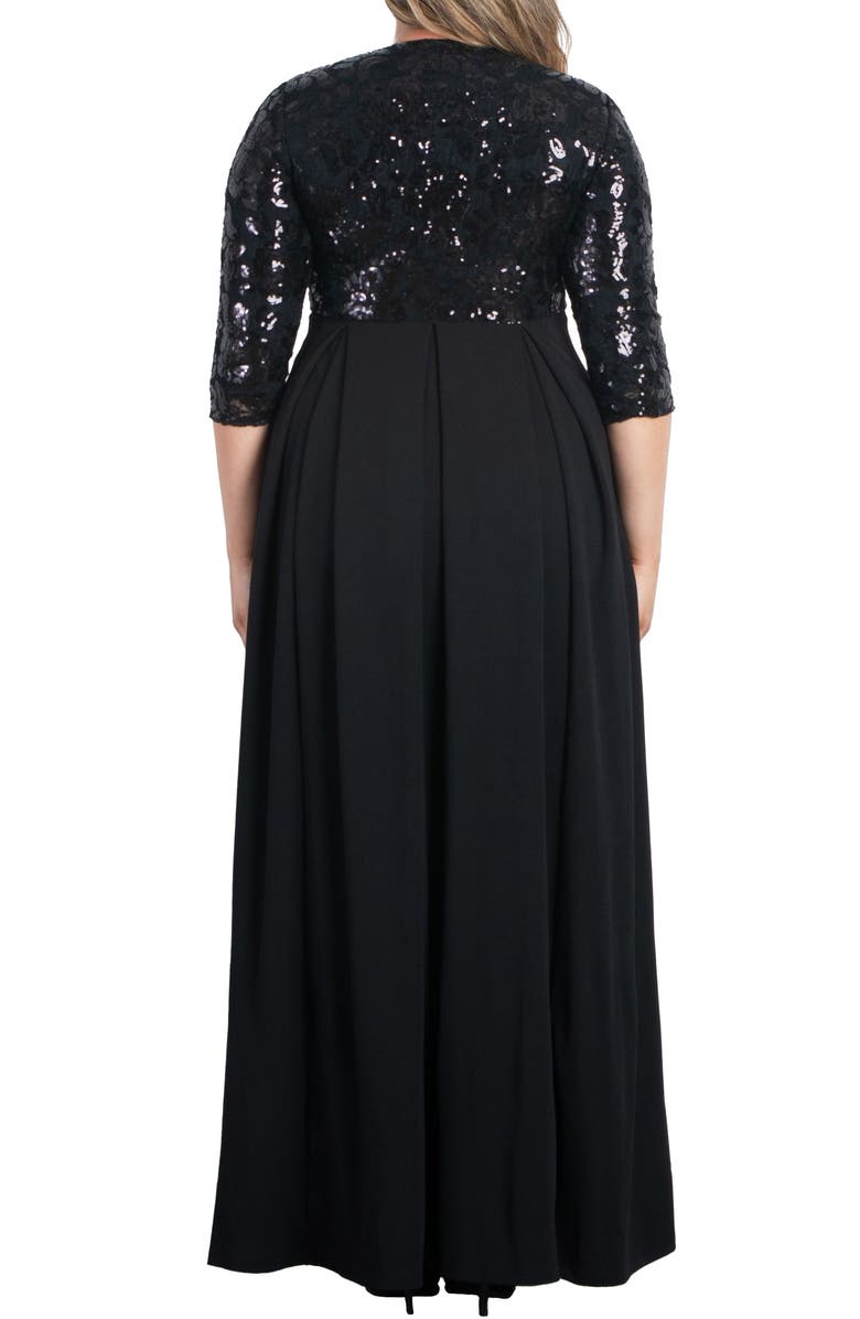 Kiyonna Paris Sequin Bodice Gown, Alternate, color, Midnight Noir