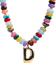 BaubleBar Semi Precious Bubble Initial Pendant Necklace