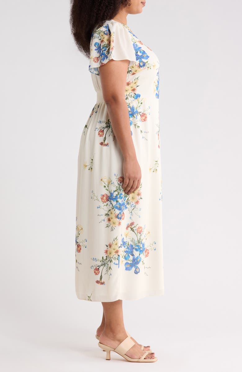 SUGARLIPS Jacinta Floral Midi Dress, Alternate, color, Cream-Multi
