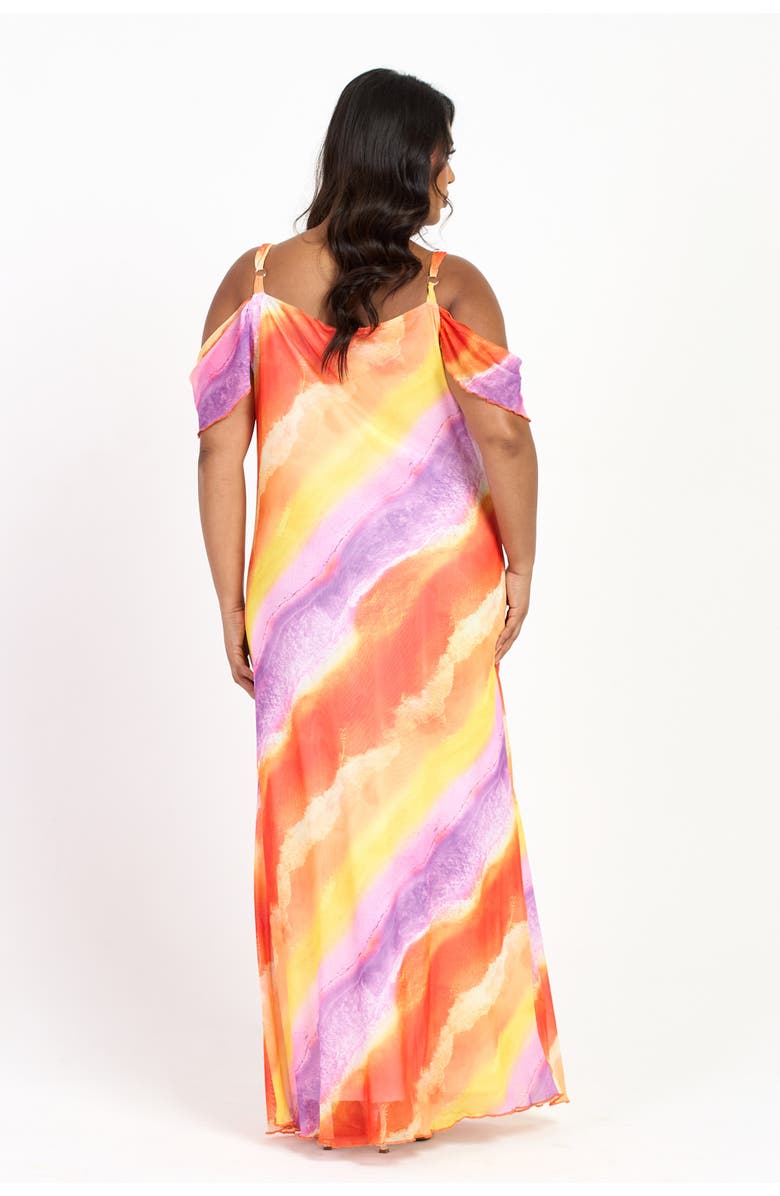 FASHION-SZN CURVE Cold Shoulder Marble Print Maxi Dress, Alternate, color, Purple