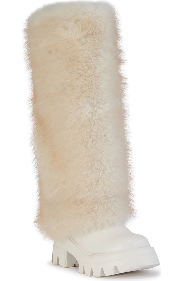 AZALEA WANG Ahsoka Faux Shearling Lug Sole Boot, Main, color, White