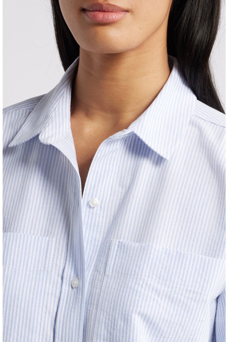 Everly Stripe Cotton Button-Up Shirt, Alternate, color, STUDIO BLUE