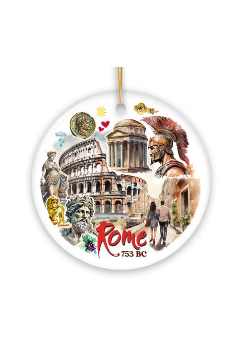 Rome 753 Bc Watercolor Colosseum Collage Ornament