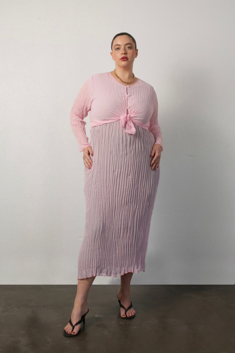 Maya Pleated Cardigan, Alternate, color, pink