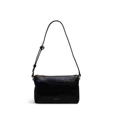 Pockets - Faux Croc Mini Ziptop Shoulder Bag