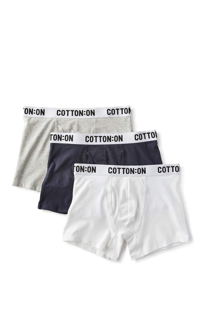Cotton On Men's 3 Pack Mens Organic Cotton Trunks, Main, color, 