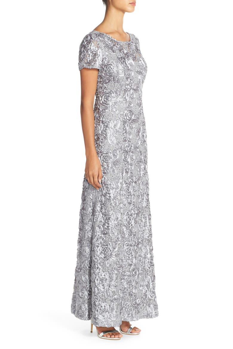 Embellished Lace A-Line Evening Gown, Alternate, color, DOVE