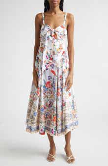 I Left My Heart in Granada Print Stretch Cotton Poplin Midi Dress