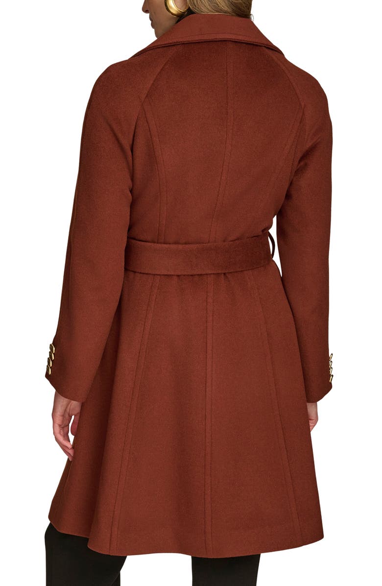 Donna Karan New York Belted Wool Wrap Coat, Alternate, color, Whiskey