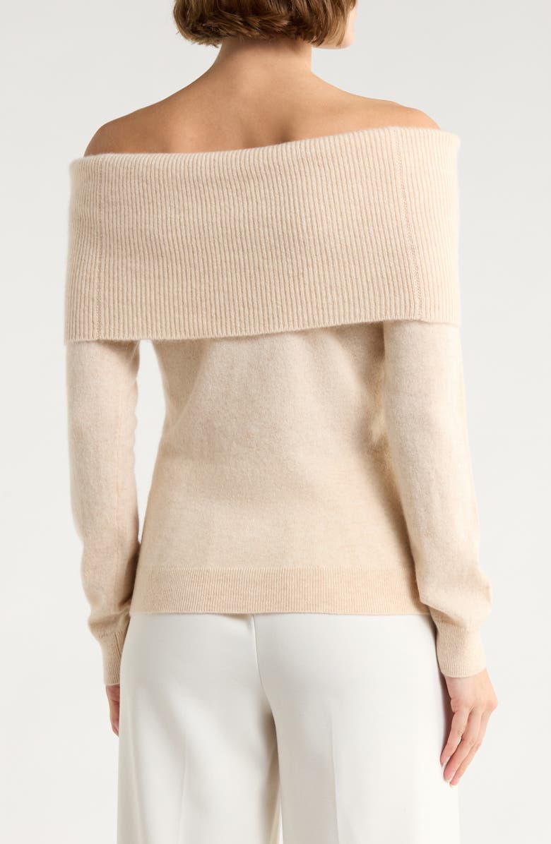 Magaschoni Cashmere Off the Shoulder Sweater, Alternate, color, Creamy Heather