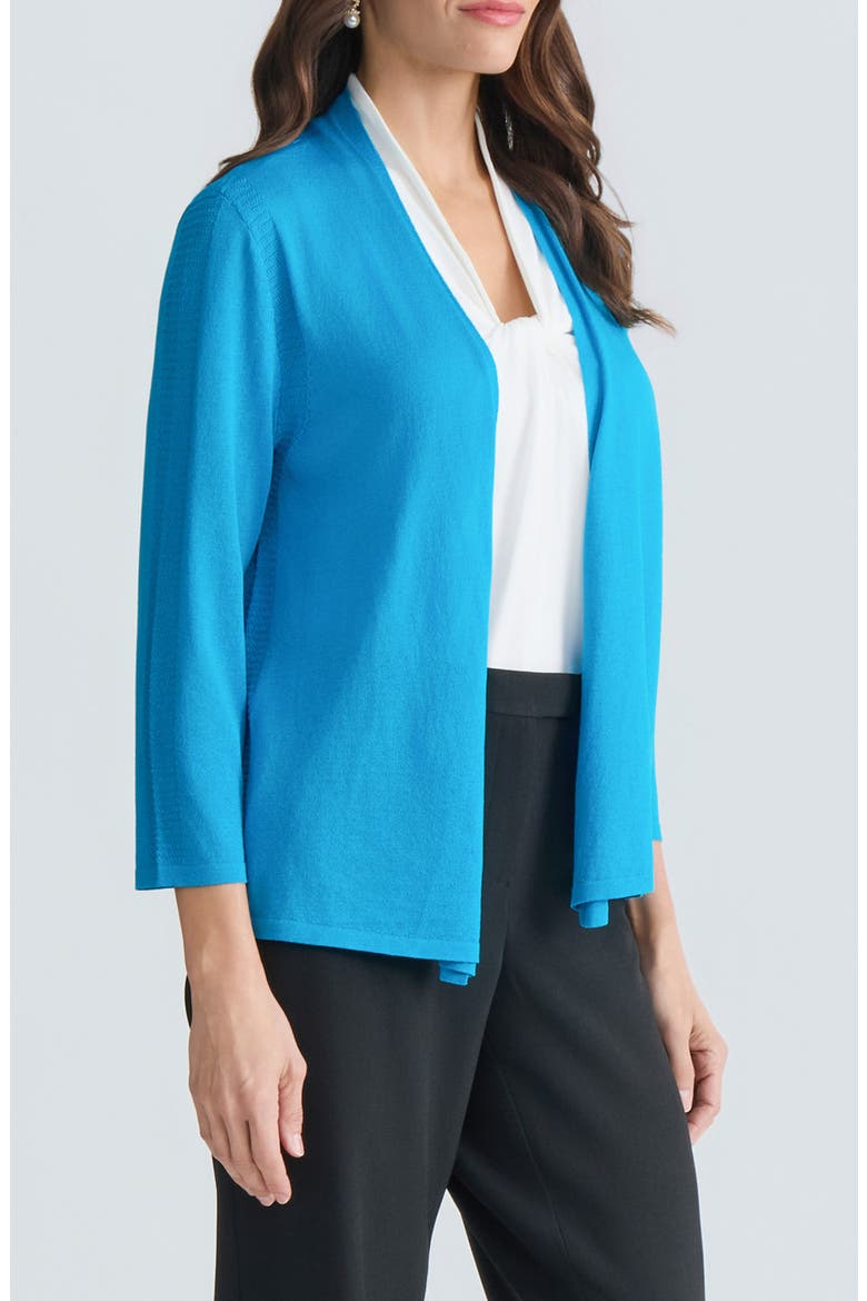 Stitch Detail Three-Quarter Sleeve Cardigan, Alternate, color, BRIGHT AZUL