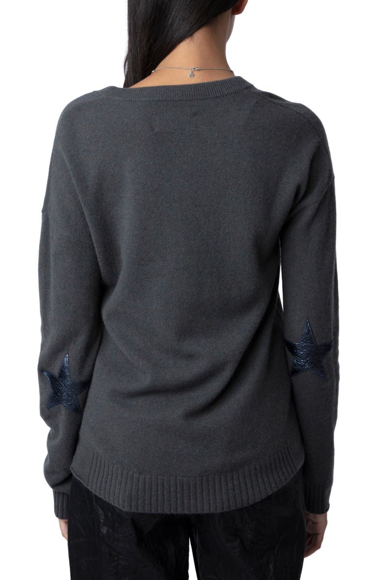 Zadig & Voltaire Vivi Patch Cashmere V-Neck Sweater, Alternate, color, 