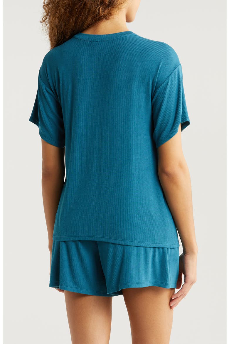 Moonlight Eco Easy Rib Short Pajamas, Alternate, color, TEAL FEATHER