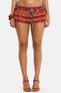 JADED LONDON Beaded Fringed Micro Miniskirt