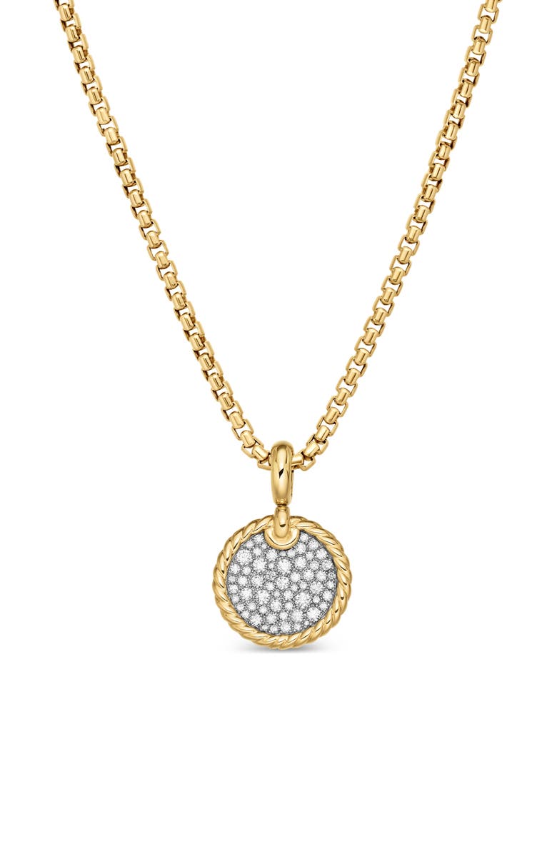 David Yurman Elements Disc Pendant in 18K Yellow Gold with Pavé Diamonds, Main, color, Diamond/ Yellow Gold