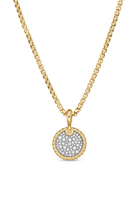Elements Disc Pendant in 18K Yellow Gold with Pavé Diamonds