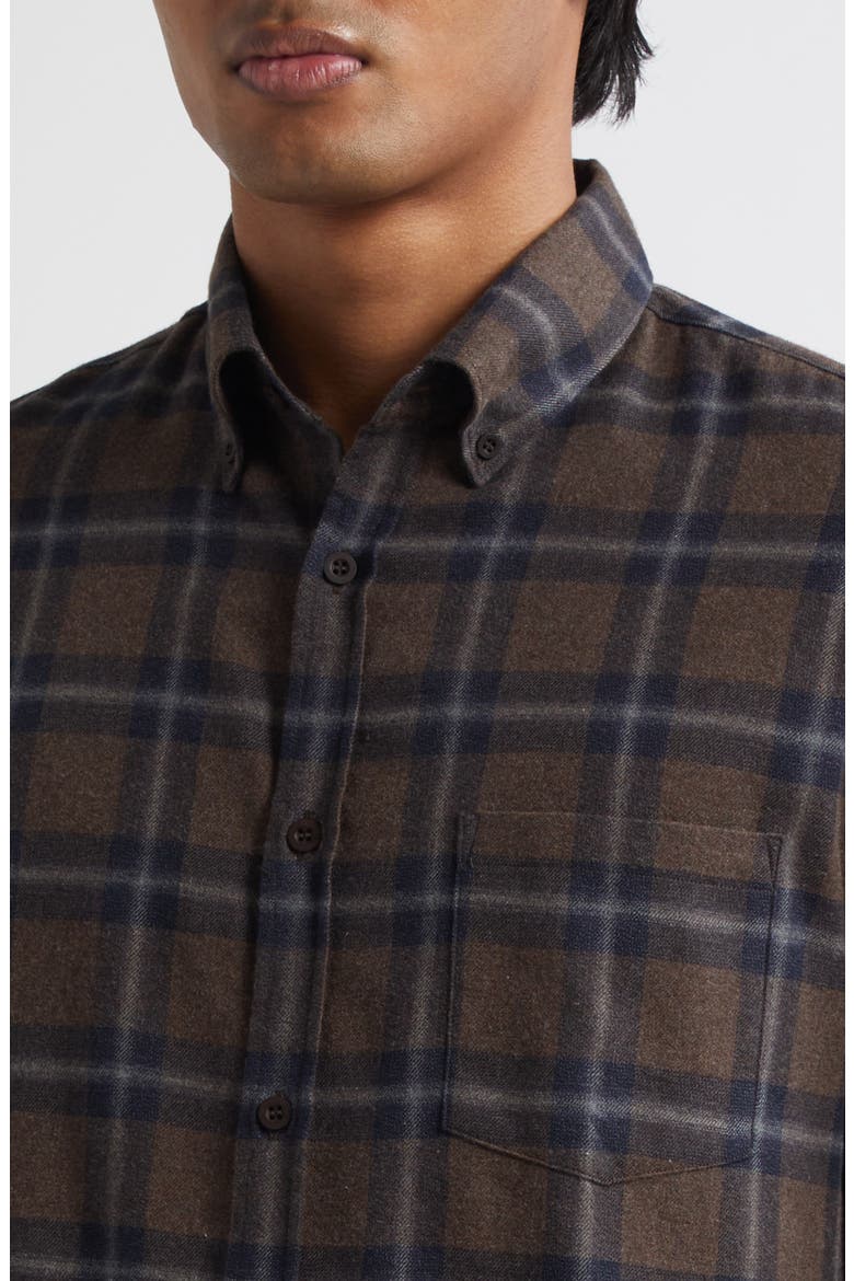 Check Brushed Cotton Flannel Button-Down Shirt, Alternate, color, BARK CHECK