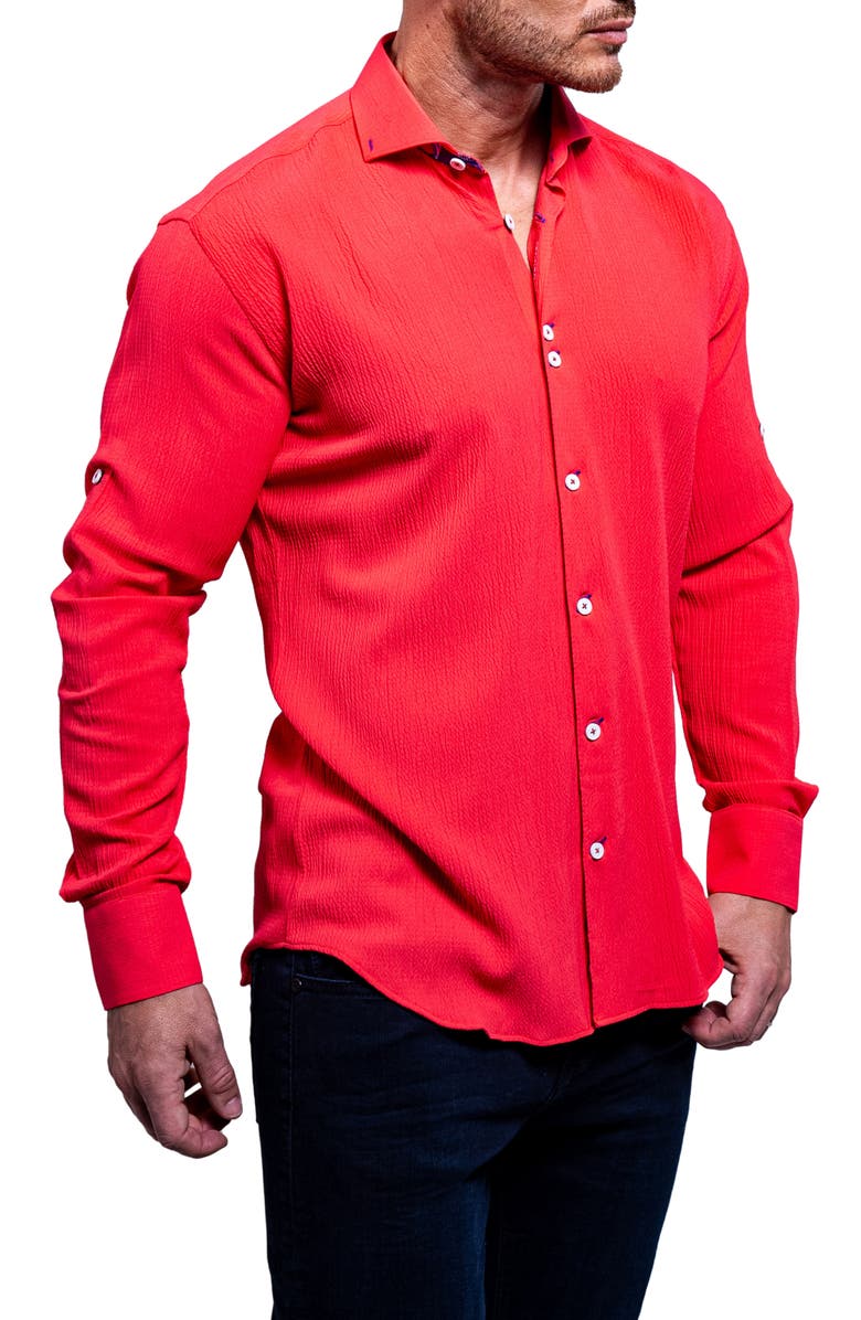 Maceoo Einstein Resistance Red Stretch Button-Up Shirt, Alternate, color, Red