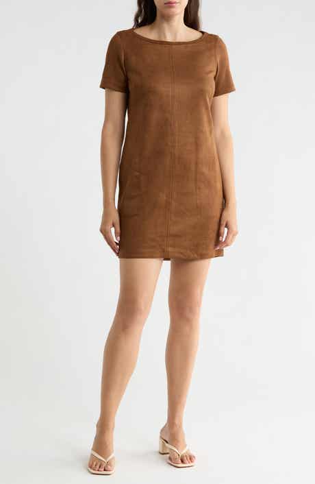Faux Suede Shift Dress
