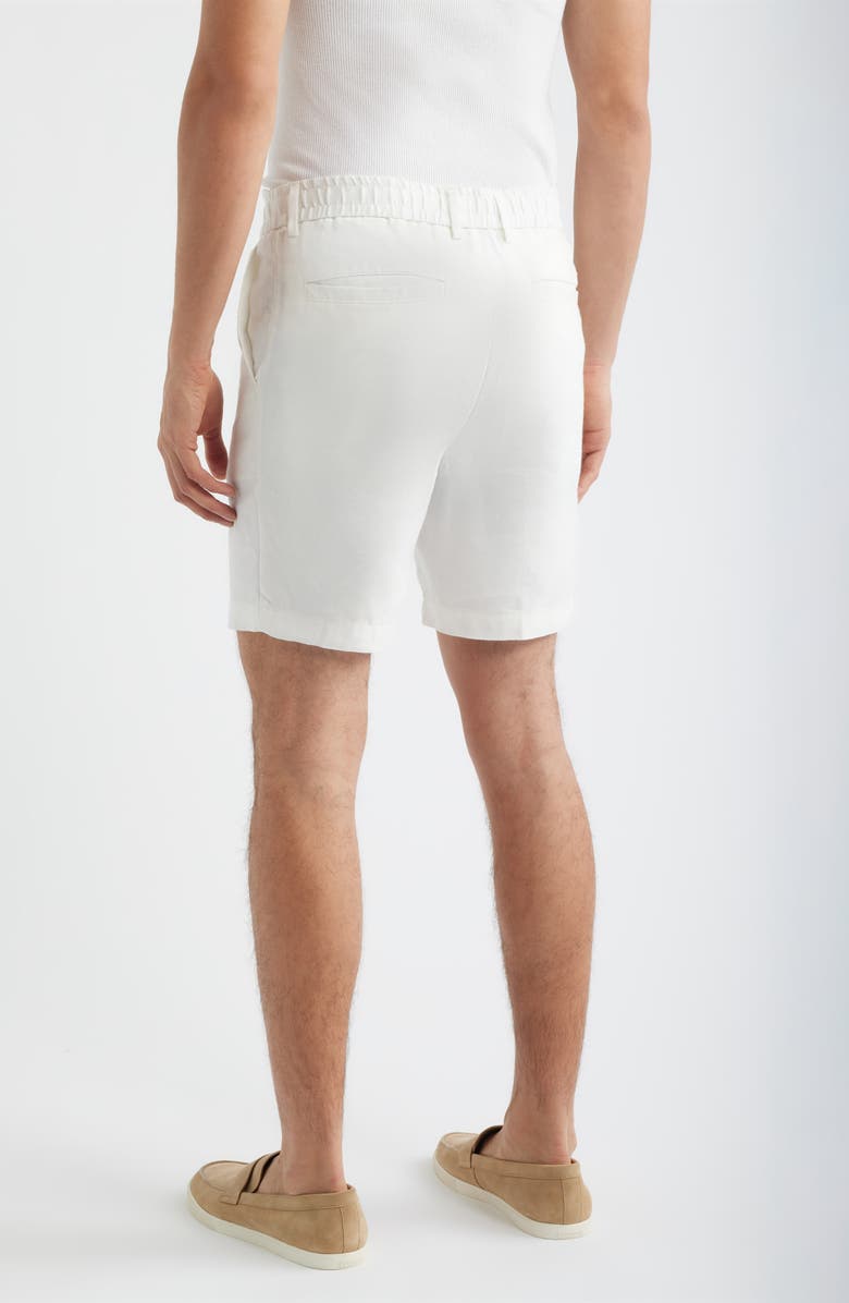 BOSS Kane Flat Front Linen Blend Drawstring Shorts, Alternate, color, White