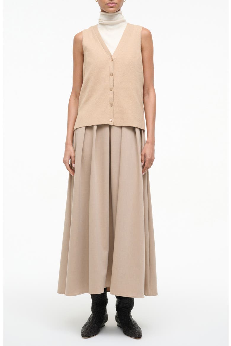 Madeline Sleeveless Mixed Media Dress, Main, color, WHEAT