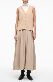 STAUD Madeline Sleeveless Mixed Media Dress