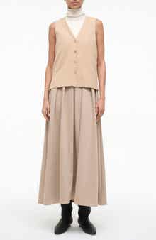 STAUD Madeline Sleeveless Mixed Media Dress