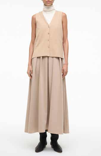 STAUD Madeline Sleeveless Mixed Media Dress