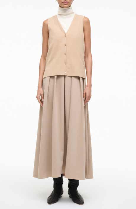 STAUD Madeline Sleeveless Mixed Media Dress