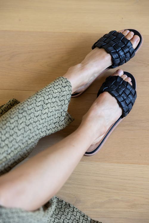 Fortress Nora Woven Slide Sandal In Black