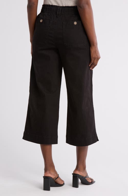 Democracy Wide Leg Ankle Crop Pants In Black