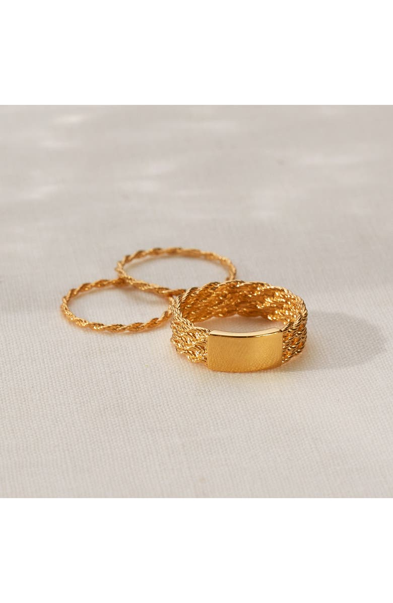 Monica Vinader Textured Slim Ring, Alternate, color, Yellow Gold