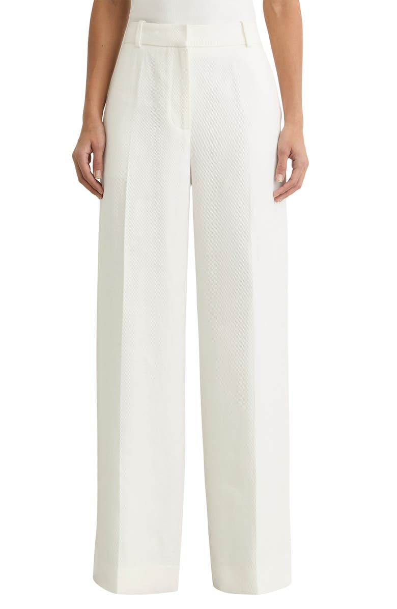 Reiss Alyx Linen Blend Wide Leg Trousers, Main, color, White