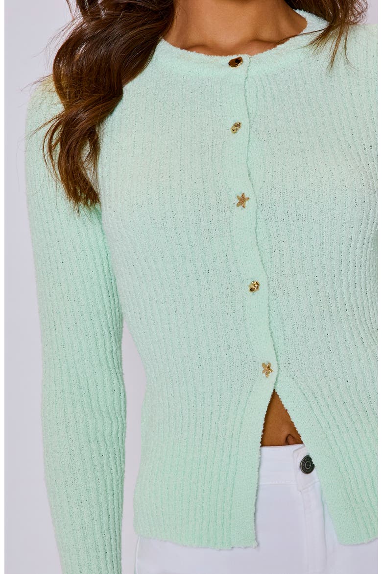 Willow Novelty Button Rib Cardigan, Alternate, color, MINT