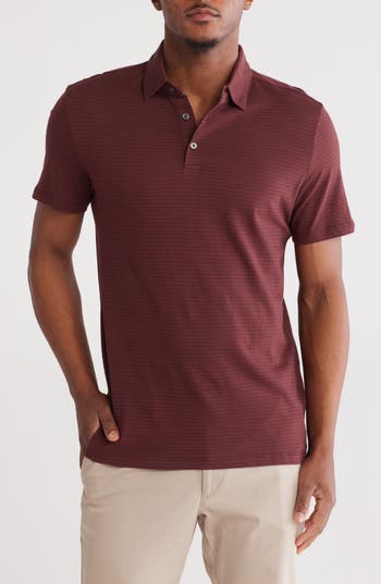 Westzeroone Oakwood Stripe Cotton Polo In Port