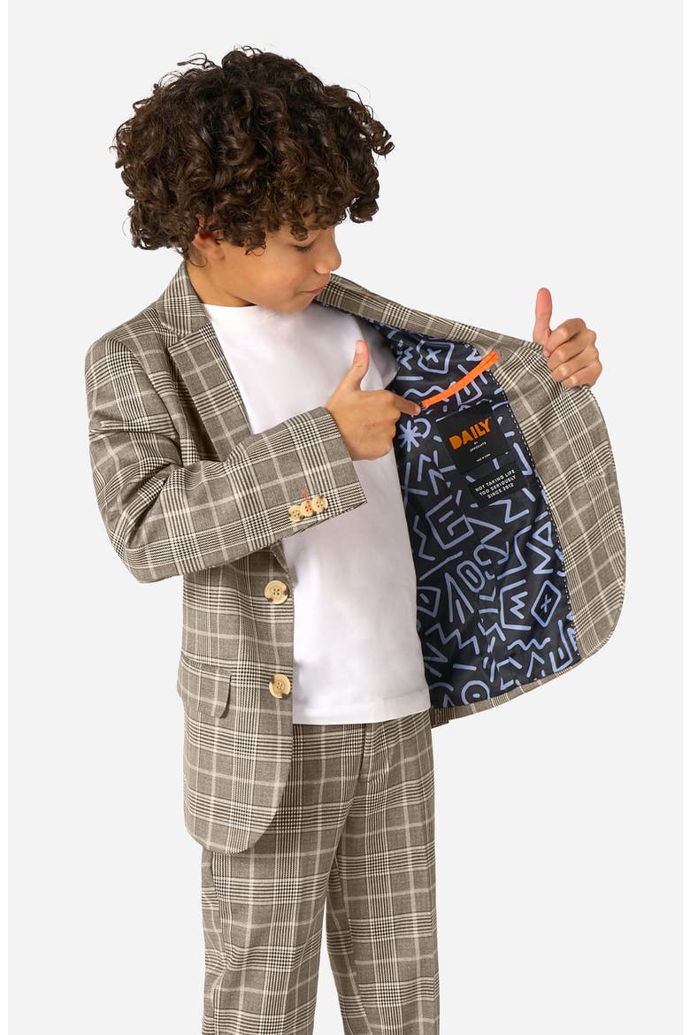 Kids' Daily Tan Glen Check Stretch Suit, Alternate, color, MISCELLANEOUS