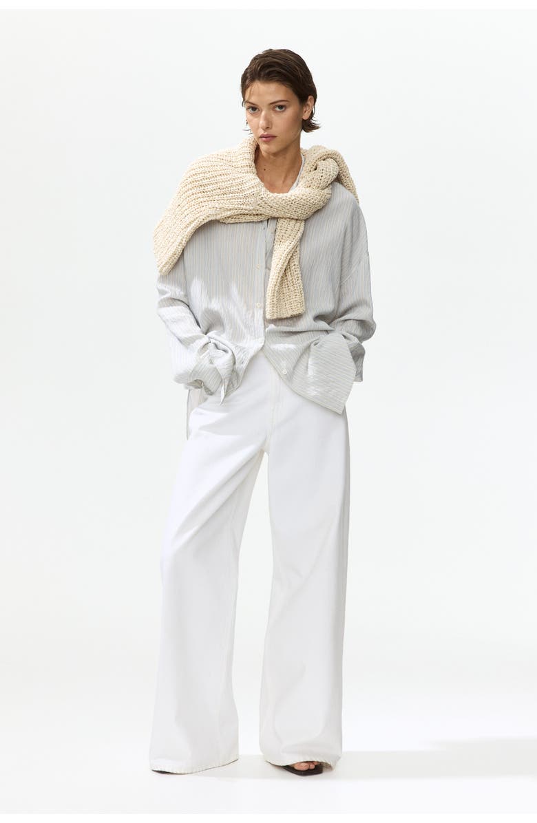 H&M Oversized Shirt, Alternate, color, White/Blue Striped