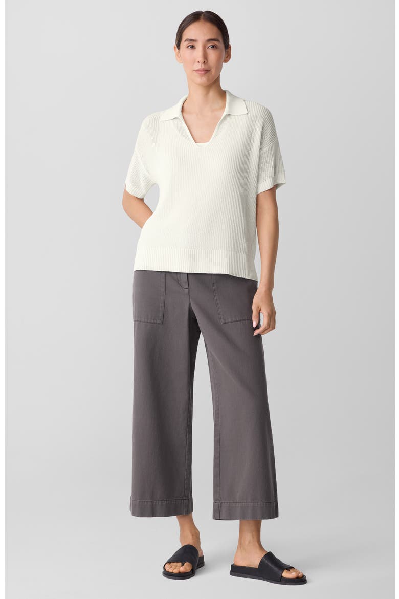 Classic Organic Cotton & Silk Polo Sweater, Alternate, color, IVORY