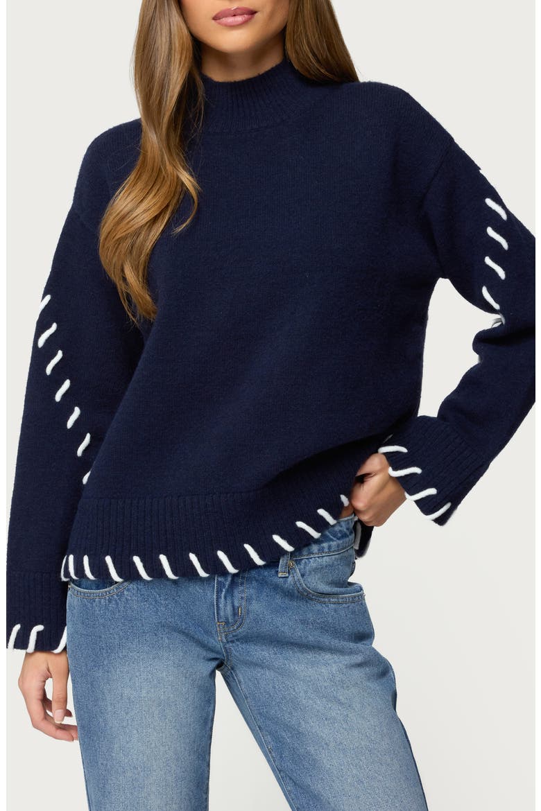 Indah Mock Neck Sweater, Main, color, NAVY
