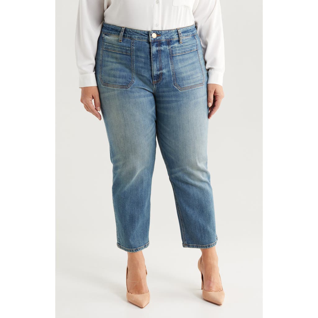 Kut From The Kloth Elizabeth Patch Pocket High Waist Crop Straight Leg Jeans In Clarity