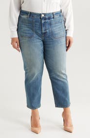 KUT from the Kloth Elizabeth Patch Pocket High Waist Crop Straight Leg Jeans