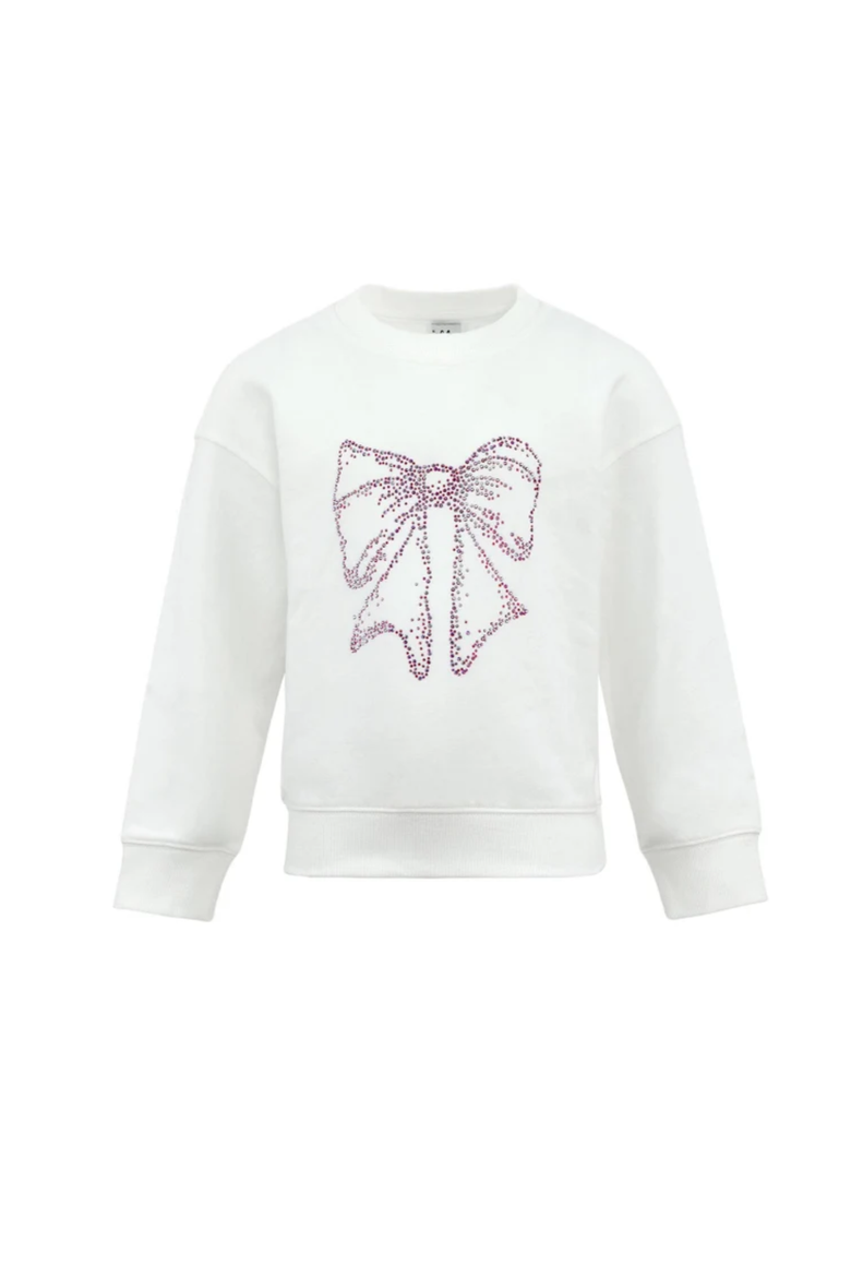 Shimmer Bow Sweatshirt, Main, color, White