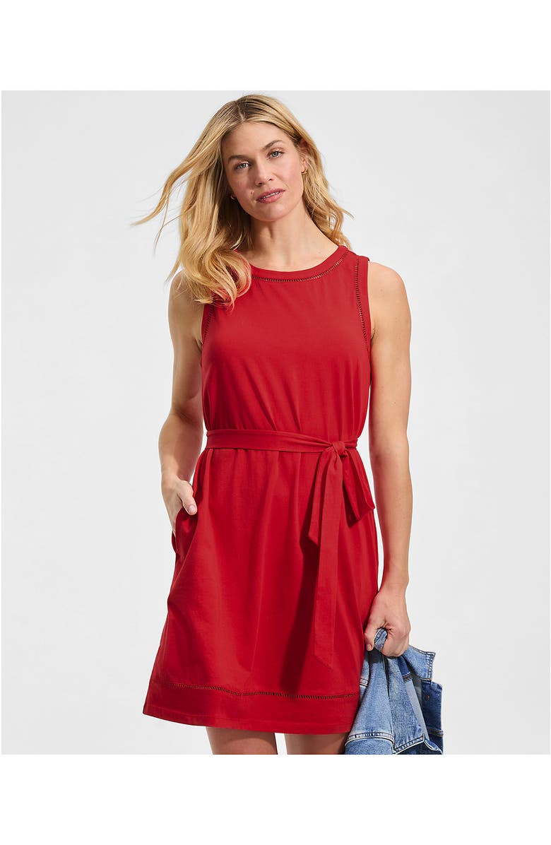 Lands' End Cotton Jersey Crew Neck Sleeveless Shift Dress, Alternate, color, Compass Red